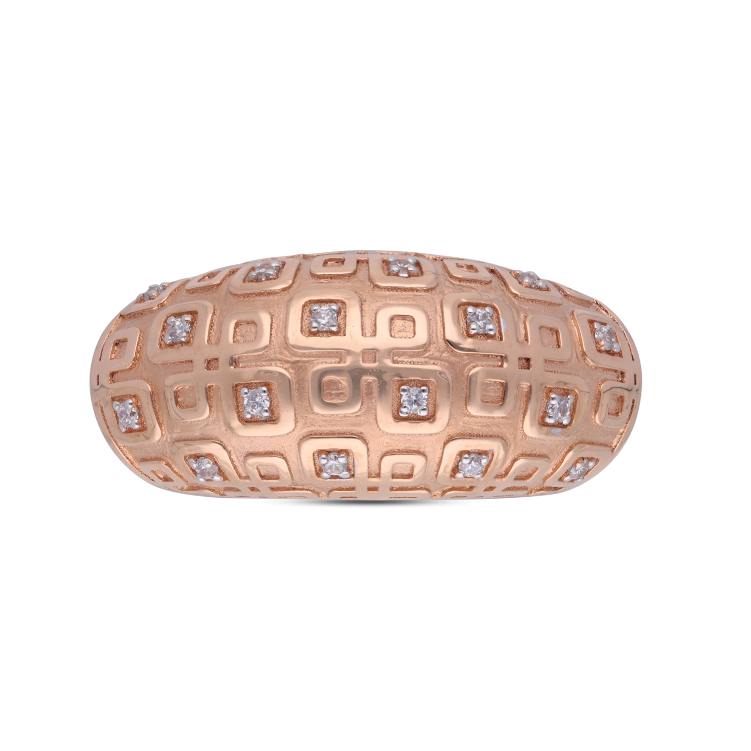 Eternal Bloom: Fancy Rose Gold Finger Ring with Cubic Zircons