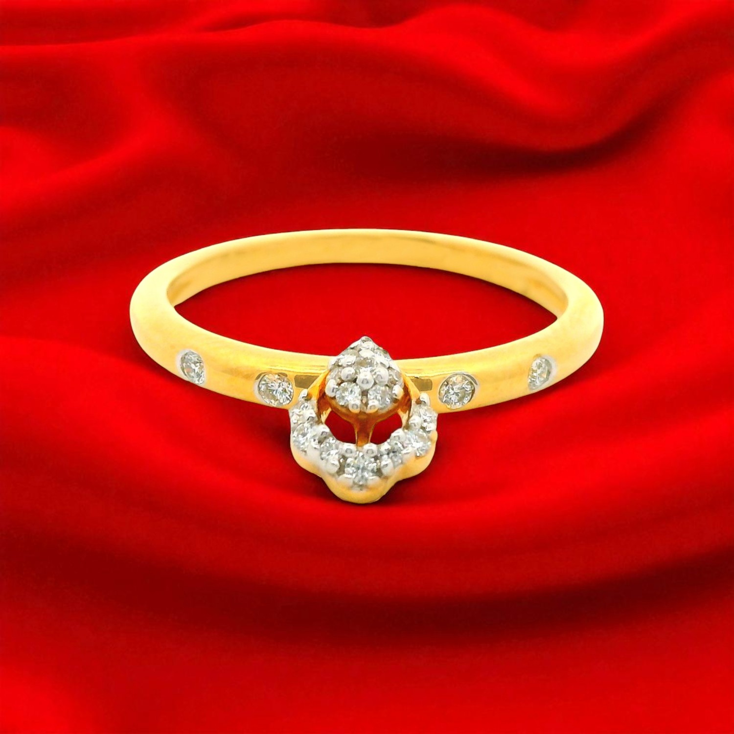 Delicate Gold Ring with Graceful Diamond Blossom