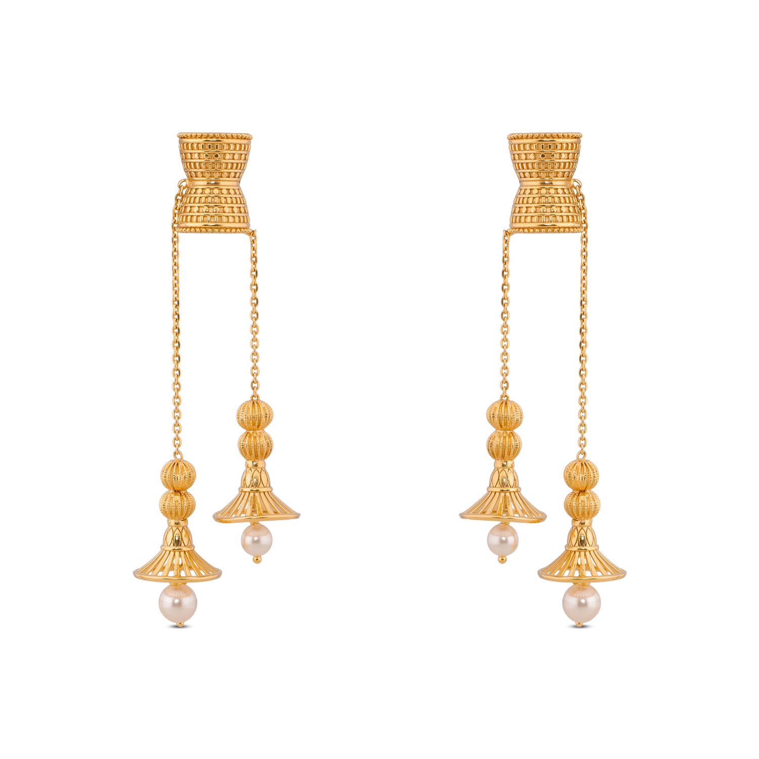 Elegant Gold Drop Earrings with Pearls