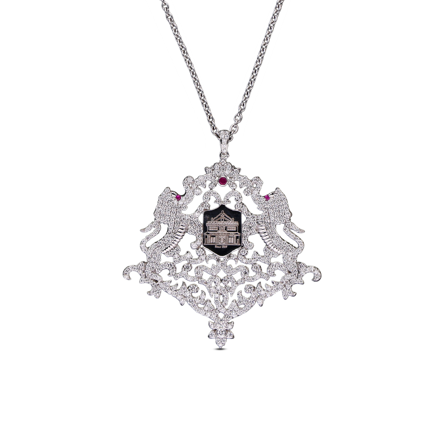 Heritage White Gold Sharaba Diamond Pendant Necklace