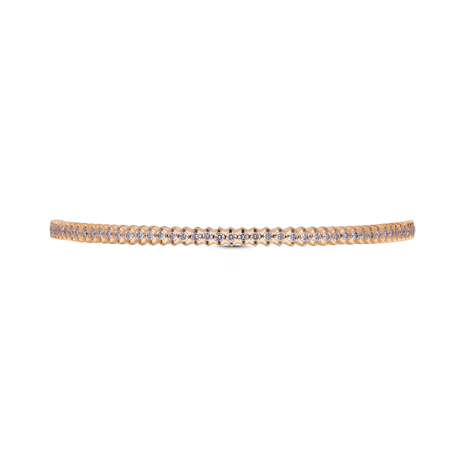 Gold Close-Setting Diamond Bangles in Pinji Pattern