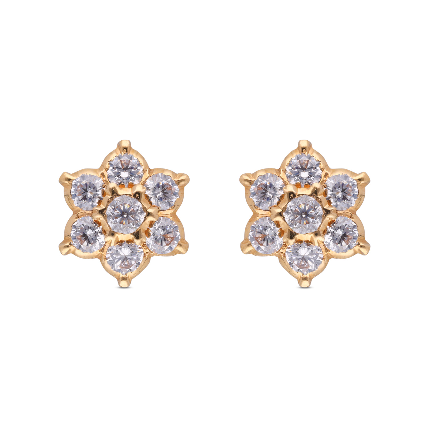 Radiant Blossom Zircon Earrings in Gold