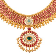 Regal Ruby and Emerald Festoon Necklace