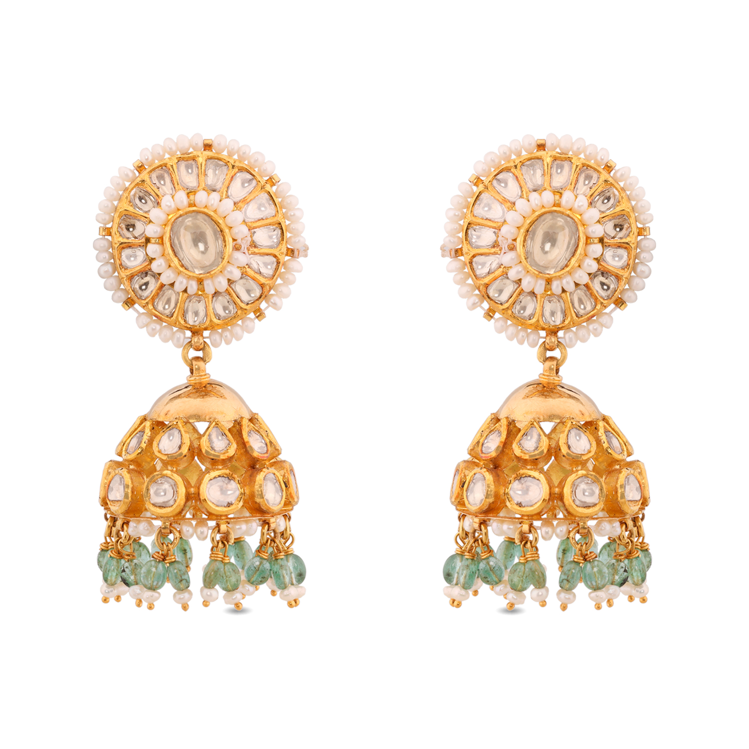 Enchanted Emerald and Uncut  Pearl Earrings