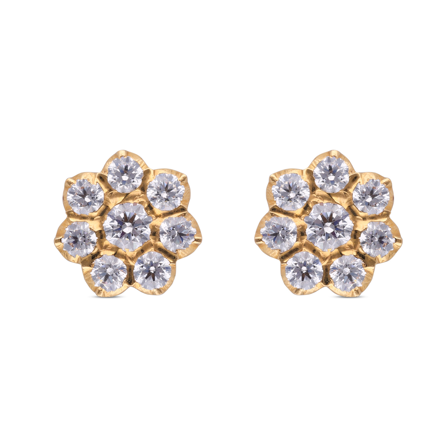 Golden Blossom Zircon Stud Earrings