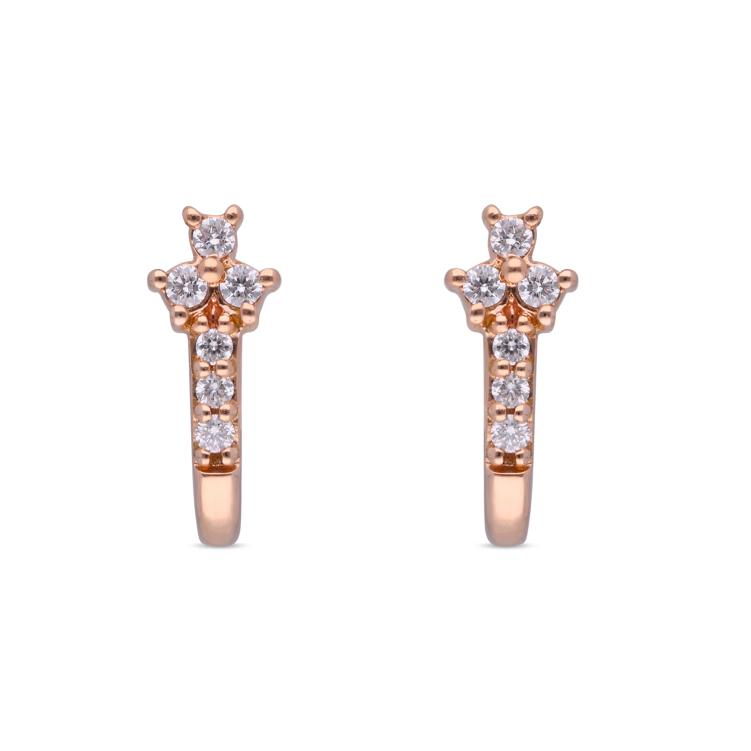 Rose Gold Earstud with Fancy Diamond Design