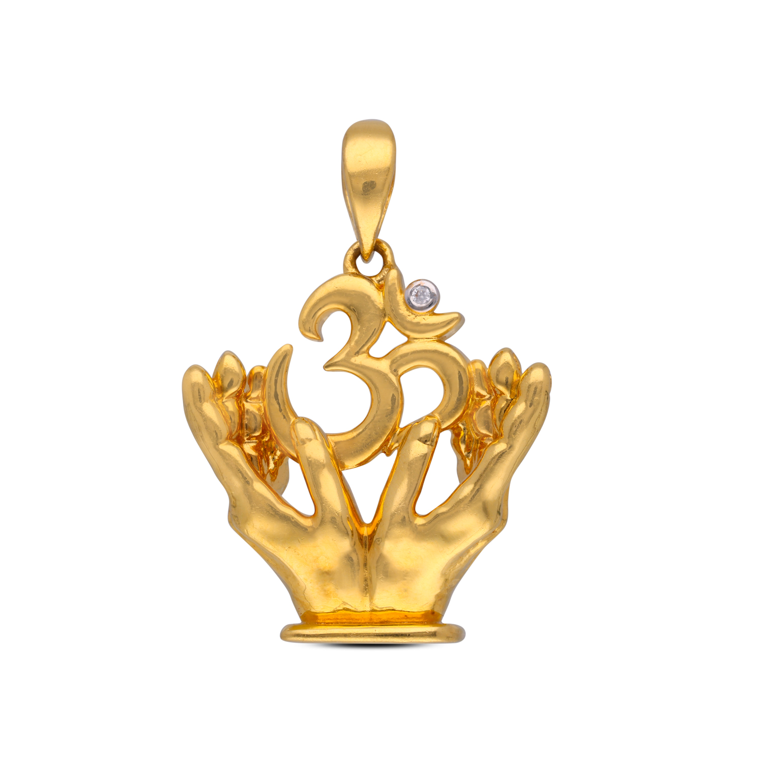 Divine Om Symbol Gold Pendant with Zircon